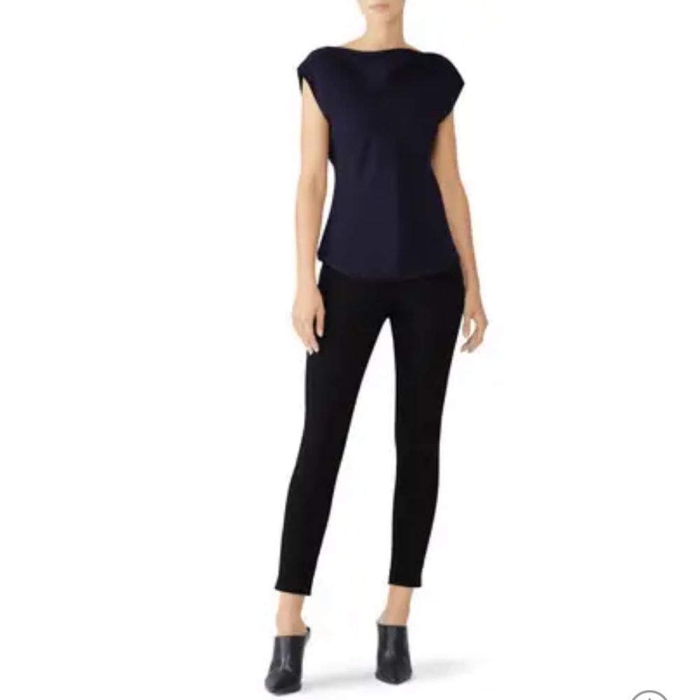 NWT Theory Navy Boatneck Cap Sleeve Blouse Tank - Picture 1 of 9